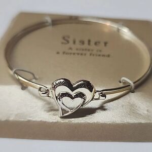 A Sister is a Forever Friend LA Rocks Fine Silver Plated Bangle Bracelet
